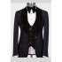 Nash Dark Navy Jacquard Three Pieces Men Suits With Velvet Shawl Lapel