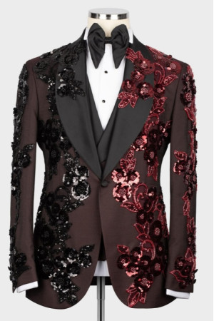 Rachel New Arrival Coffee Shawl Lapel Three Pieces Appliques Men Suits Rachel New Arrival Coffee Shawl Lapel Three Pieces Appliques Men Suits