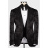 Tab Black Jacquard Peaked Lapel Three Pieces Men Suits