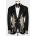 Caleb Handsome Black Peaked Lapel Appliques Prom Men Suits