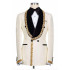 Darcy Stylish Ivory Jacquard Shawl Lapel Double Breasted Men Suits With Braid