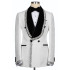 Eden Stylish White Jacquard Shawl Lapel Double Breasted Men Suits With Braid