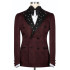 Hale Fashion Burgundy Jacquard Peaked Lapel Double Breasted Prom Men Suits With Beadings