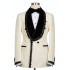 Jackson Glamorous Ivory Jacquard Shawl Lapel Double Breasted Wedding Men Suits With Braid