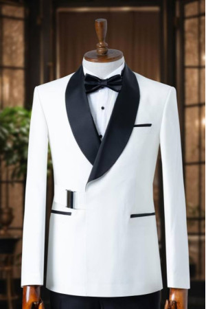 Martin Smart White Shawl Lapel Best Fitted Wedding Men Suits