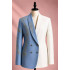 Peter Fancy White And Blue Shawl Lapel Double Breasted Appliques Men Suits For Prom