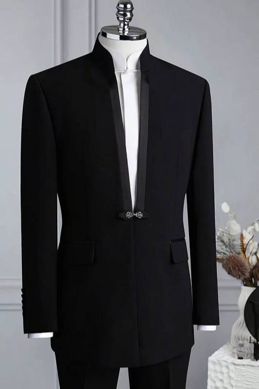 Regan Chic Black Shawl Lapel Best Fitted Prom Men Suits