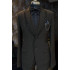 Sebastian Handsome Black Peaked Lapel Three Pieces Men Suits With Braid