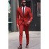 Jacob Stylish Red Peaked Lapel Slim Fit Men Suits