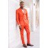 Emily New Arrival Orange Fashion Double Breasted Peaked Lapel Prom Men Suits