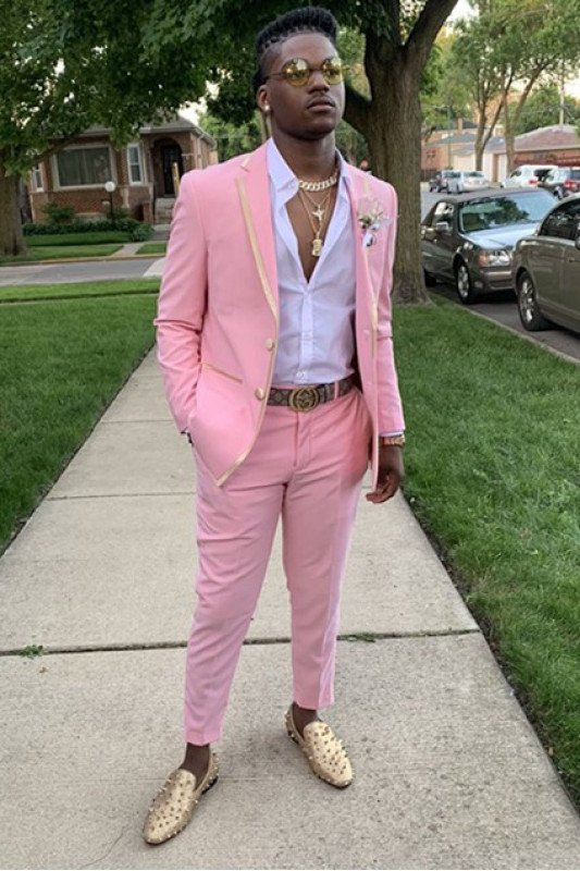 Ethan Modern Pink Close Fitting Two Pieces Prom Outfits for Boys