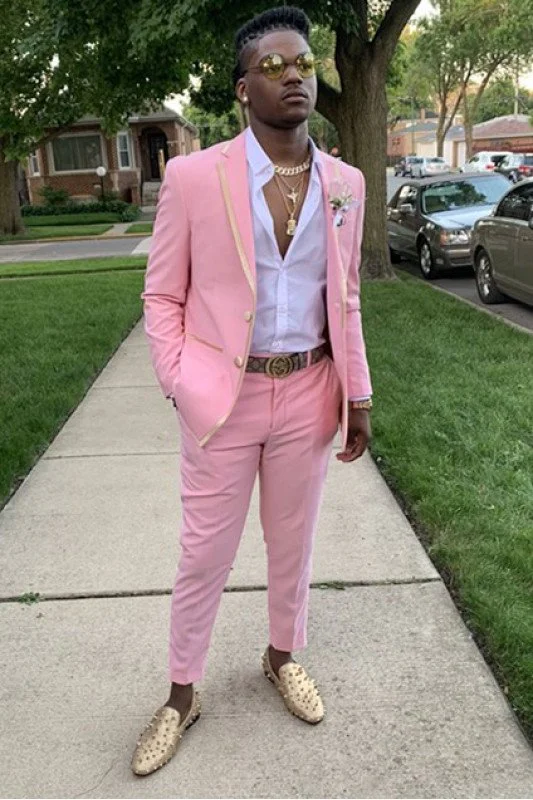 Ethan Modern Pink Close Fitting Two Pieces Prom Outfits for Boys