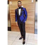 Andrew Navy Blue Shawl Lapel One Button Wedding Suits for Groom