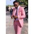 William Chic Pink Peaked Lapel Slim Fit Bespoke Men Suits for Prom