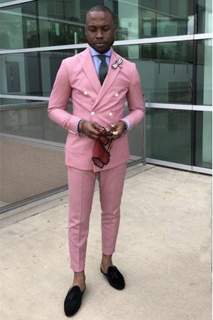 Alexander Latest Design Pink Double Breated Peaked Lapel Men Suits for Prom Alexander Latest Design Pink Double Breated Peaked Lapel Men Suits for Prom