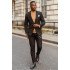 James Simple Black Peaked Lapel Close Fitting Prom Suits for Men
