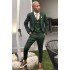 John Dark Green Three Pieces Close Fitting Notched Lapel Men Suits