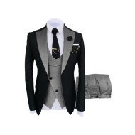 Elijah Fashion Black and Gray Three Pieces Prom Suits Elijah Fashion Black and Gray Three Pieces Prom Suits