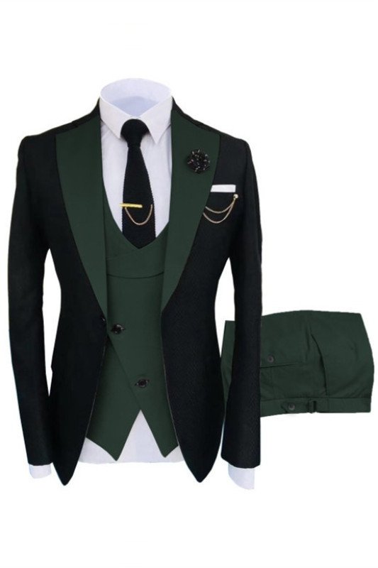Jose Black And Dark Green Bespoke Best Fitted Prom Men Suits