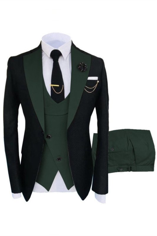 Jose Black And Dark Green Bespoke Best Fitted Prom Men Suits Jose Black And Dark Green Bespoke Best Fitted Prom Men Suits