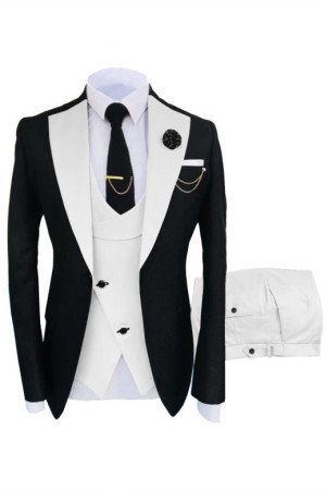 Zachary Black And White Newest Peaked Lapel Men Suits for Prom Zachary Black And White Newest Peaked Lapel Men Suits for Prom