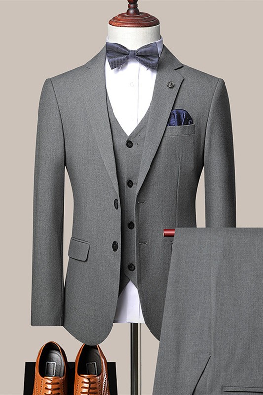 Austin Formal Gray Three Pieces Slim Fit Business Suits for Men