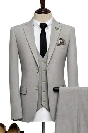 Thomas Modern Gray Three Pieces Peaked Lapel Business Men Suits Thomas Modern Gray Three Pieces Peaked Lapel Business Men Suits