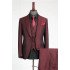 Connor Burgundy Three Pieces Shawl Lapel Bespoke Wedding Suits