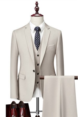 Jason Off White Three Pieces Slim Fit Formal Business Suits