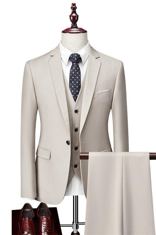 Jason Off White Three Pieces Slim Fit Formal Business Suits