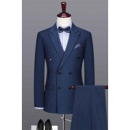 Juan Navy Blue Double Breasted Peaked Lapel Business Men Suits Juan Navy Blue Double Breasted Peaked Lapel Business Men Suits