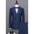 Juan Navy Blue Double Breasted Peaked Lapel Business Men Suits