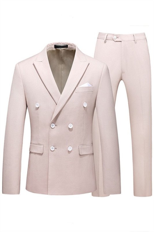 Luis Pink Double Breasted Peaked Lapel Close Fitting Stylish Men Suits