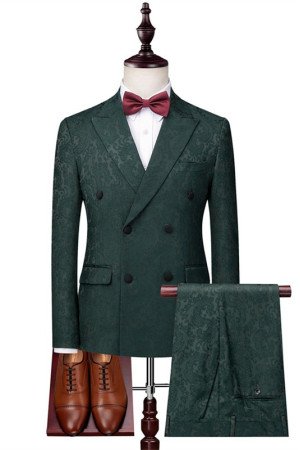 Adrian Dark Green Jacquard Doule Breasted Chic Prom Suits Adrian Dark Green Jacquard Doule Breasted Chic Prom Suits