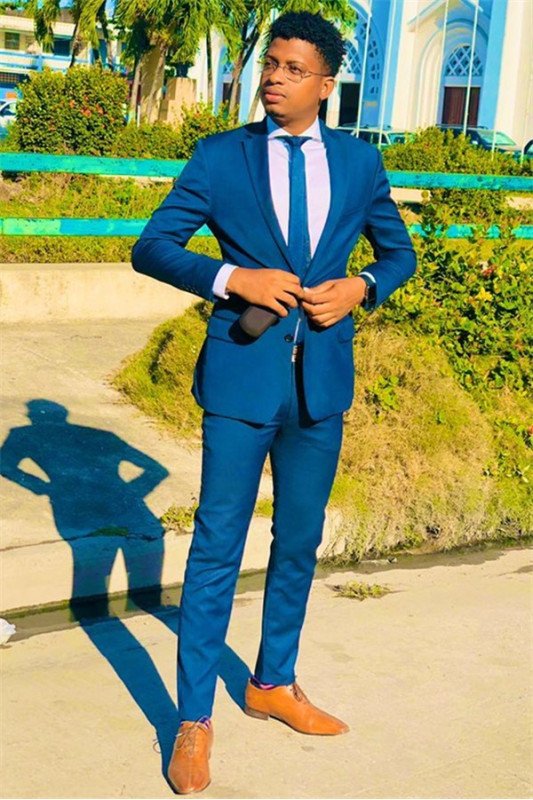 Sean Navy Blue Slim Fit Fashion Notched Lapel Men Suits