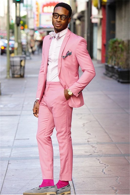 Kyle Pink Fashion Slim Fit Peaked Lapel Prom Men Suits