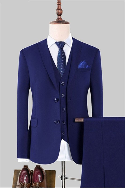 Tristan Dark Blue Three Pieces Notched Lapel Bespoke Men Suits for Business