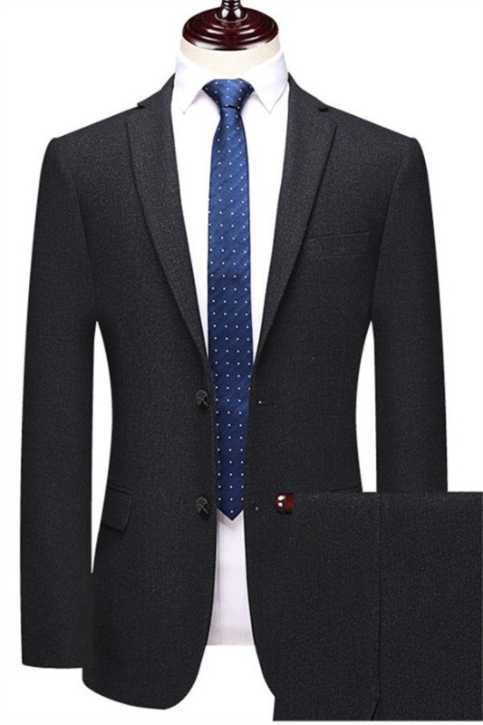 Carson New Arrival Black Notched Lapel Close Fitting Men Suits