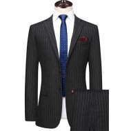 Miguel Modern Black Striped Notched Lapel Bespoke Men Suits