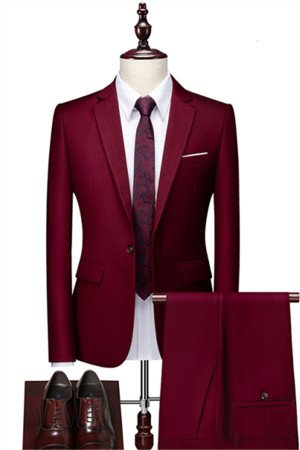 Richard Stylish Burguny Two Pieces One Button Men Suits Richard Stylish Burguny Two Pieces One Button Men Suits