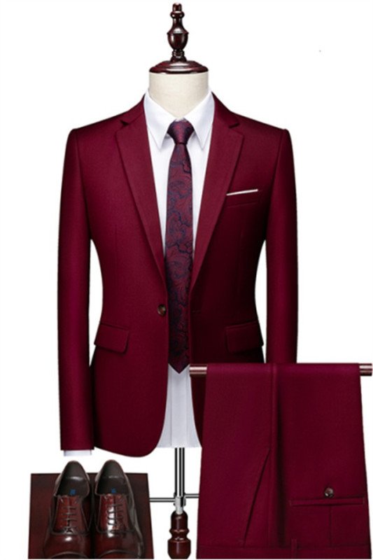 Richard Stylish Burguny Two Pieces One Button Men Suits