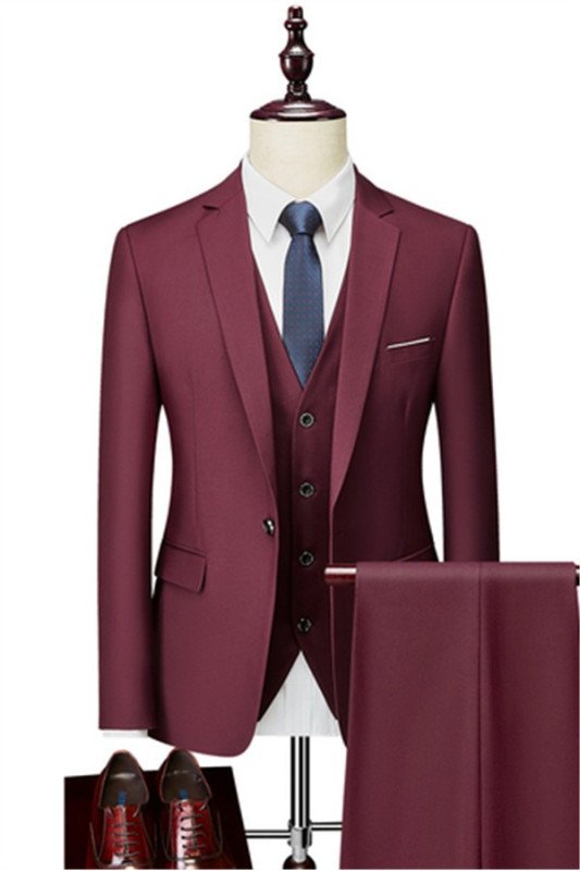 Michael New Arrival Burgundy Close Fitting Formal Business Suits