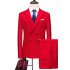 Joshua Sparkly Red Double Breasted Peaked Lapel Business Men Suits