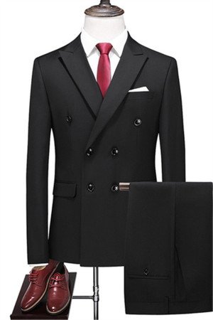 Ethan Stylish Black Double Breasted Bespoke Men Suits for Business