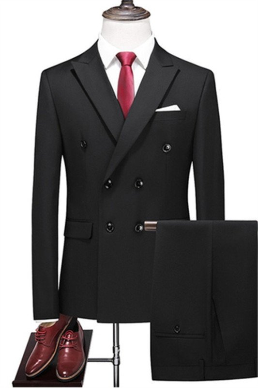Ethan Stylish Black Double Breasted Bespoke Men Suits for Business