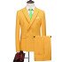 Matthew Yellow Modern Double Breasted Peaked Lapel Men Suits