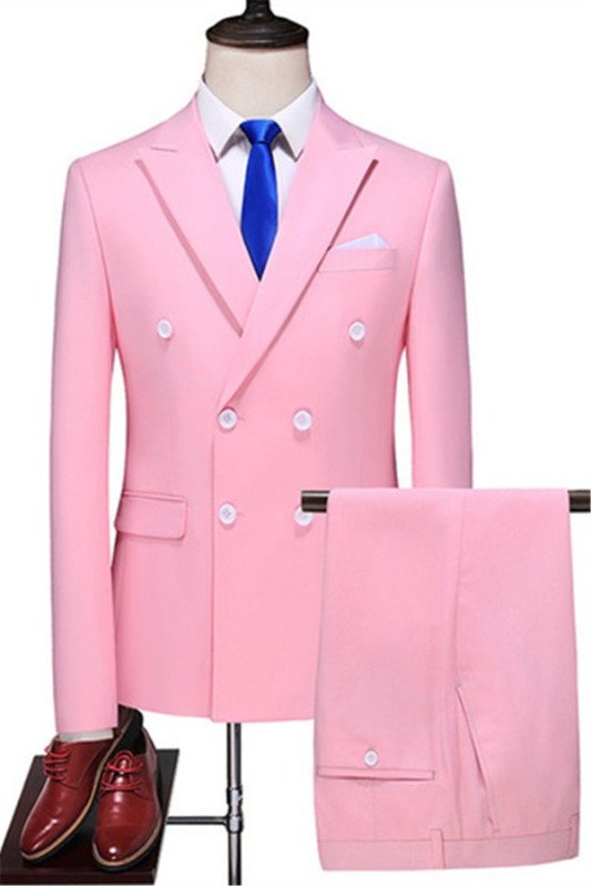 Daniel Pink Double Breasted Chic Peaked Lapel Formal Suits