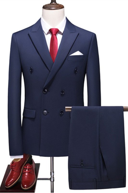 Anthony Dark Navy Stylish Double Breasted Slim Fit Men Suits