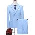 William Sky Blue Fashion Double Breasted Peaked Lapel Men Suits