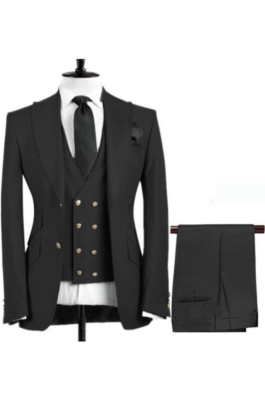 Joseph Latest Design Black Peaked Lapel Bespoke Men Suits